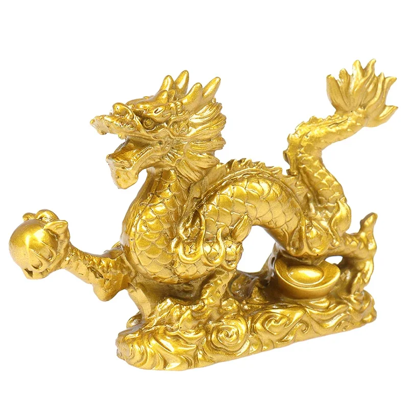 Good Lucky Golden Dragon Zodiaco Cinese Dodici Statue Gold Dragon Statue Animali Scultura Figurine Decorazione Desktop