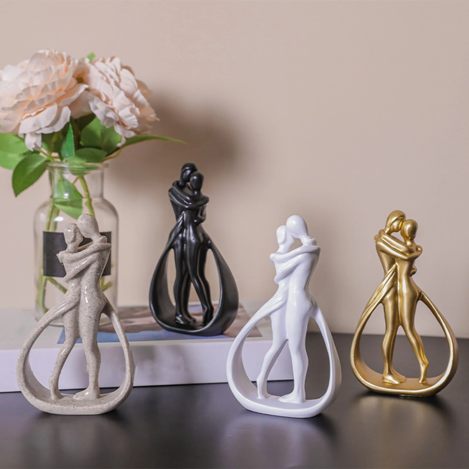 송진 커플 피규어, 테이블 센터피스 포옹, 책장 책상 가정 사무실 벽난로용 추상 피규어 Best5 송진 커플 피규어, 테이블 센터피스 포옹, 책장 책상 가정 사무실 벽난로용 추상 피규어 Best5