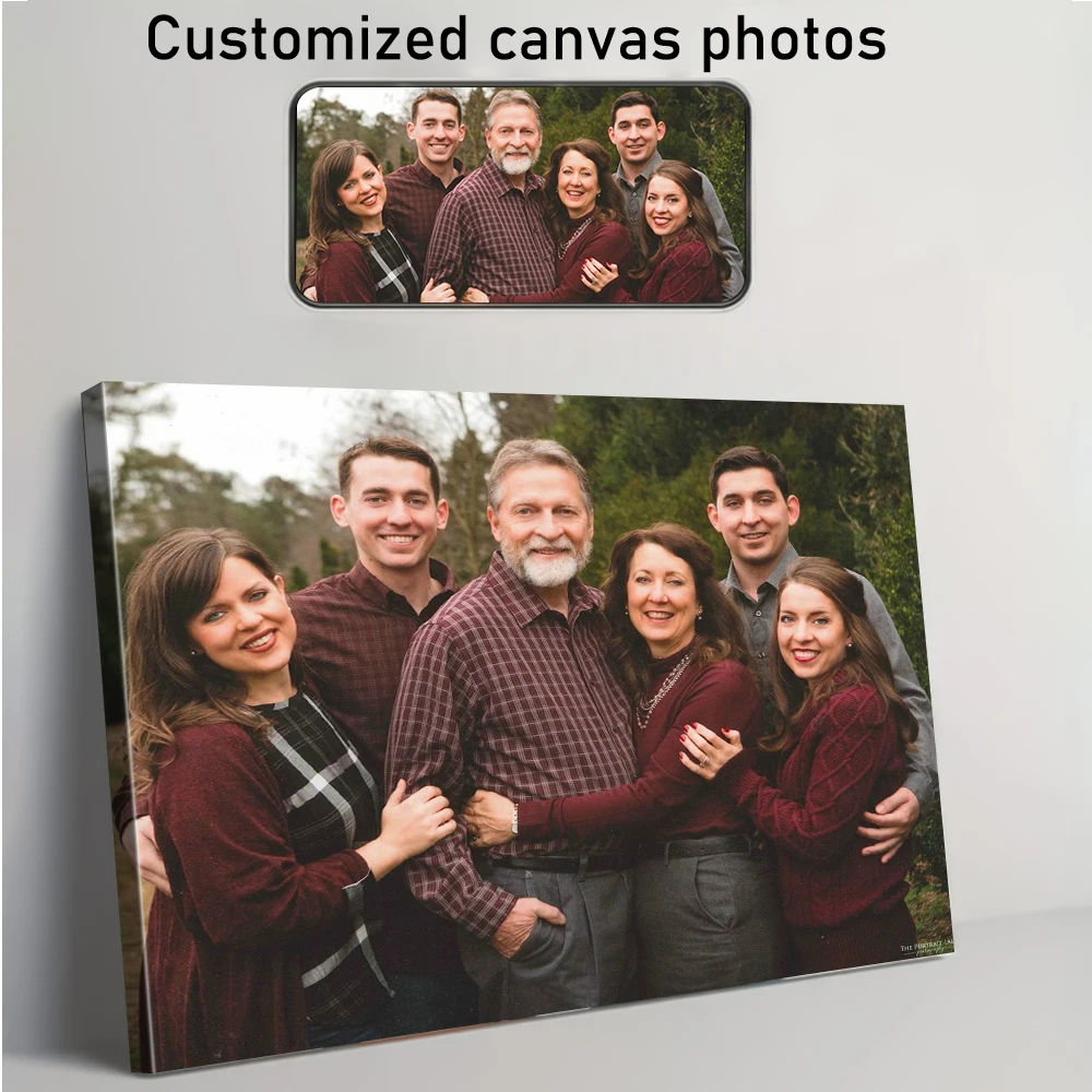 1 customized photo canvas, optional DIY wooden frame or frameless poster, exclusive gift for couples or families, personalized h 1