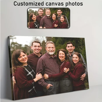 1 customized photo canvas, optional DIY wooden frame or frameless poster, exclusive gift for couples or families, personalized h 1