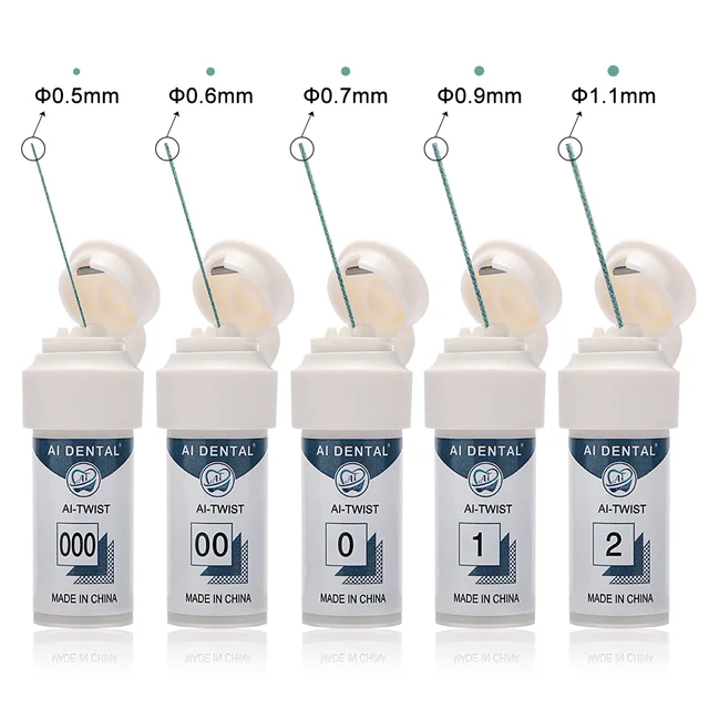 AI-TWIST Dental Gingival Retraction Cord Five Sizes 2m Length Disposable Thread Knitted Cotton Dentist Gum Line