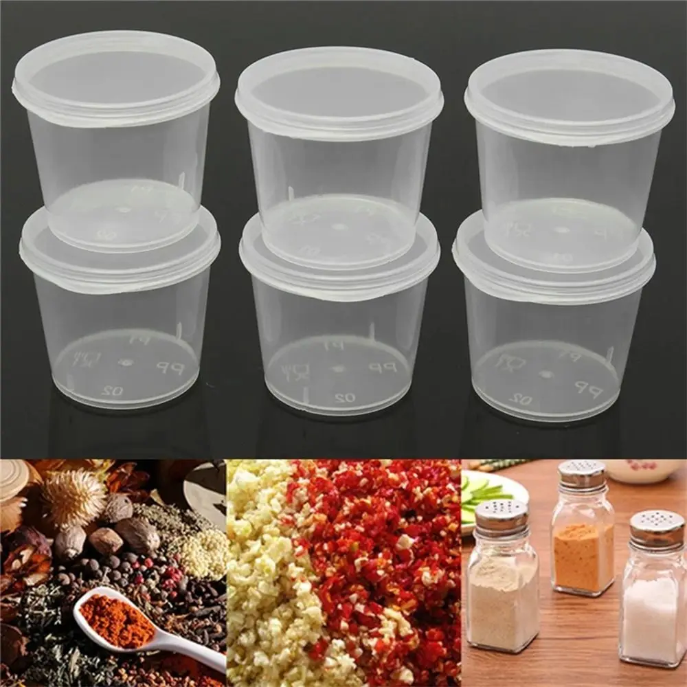 50pcs 밀봉 및 누출 방지 일회용 소스 컵 힌지 뚜껑으로 재사용 가능 휴대용 ..