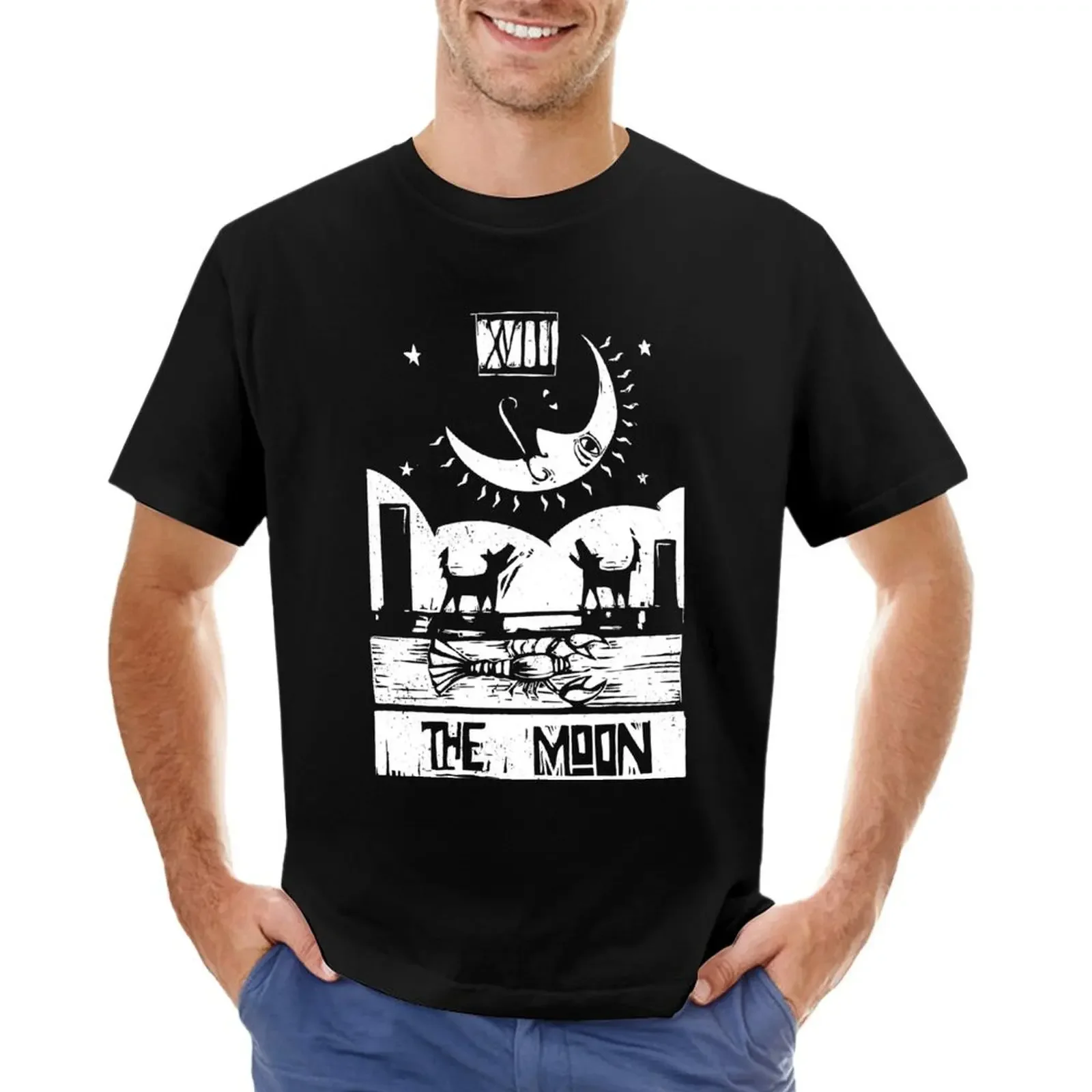 The Moon - Tarot Cards - Major Arcana T-Shirt Summer Clothes Cute Tops Maglietta Da Uomo