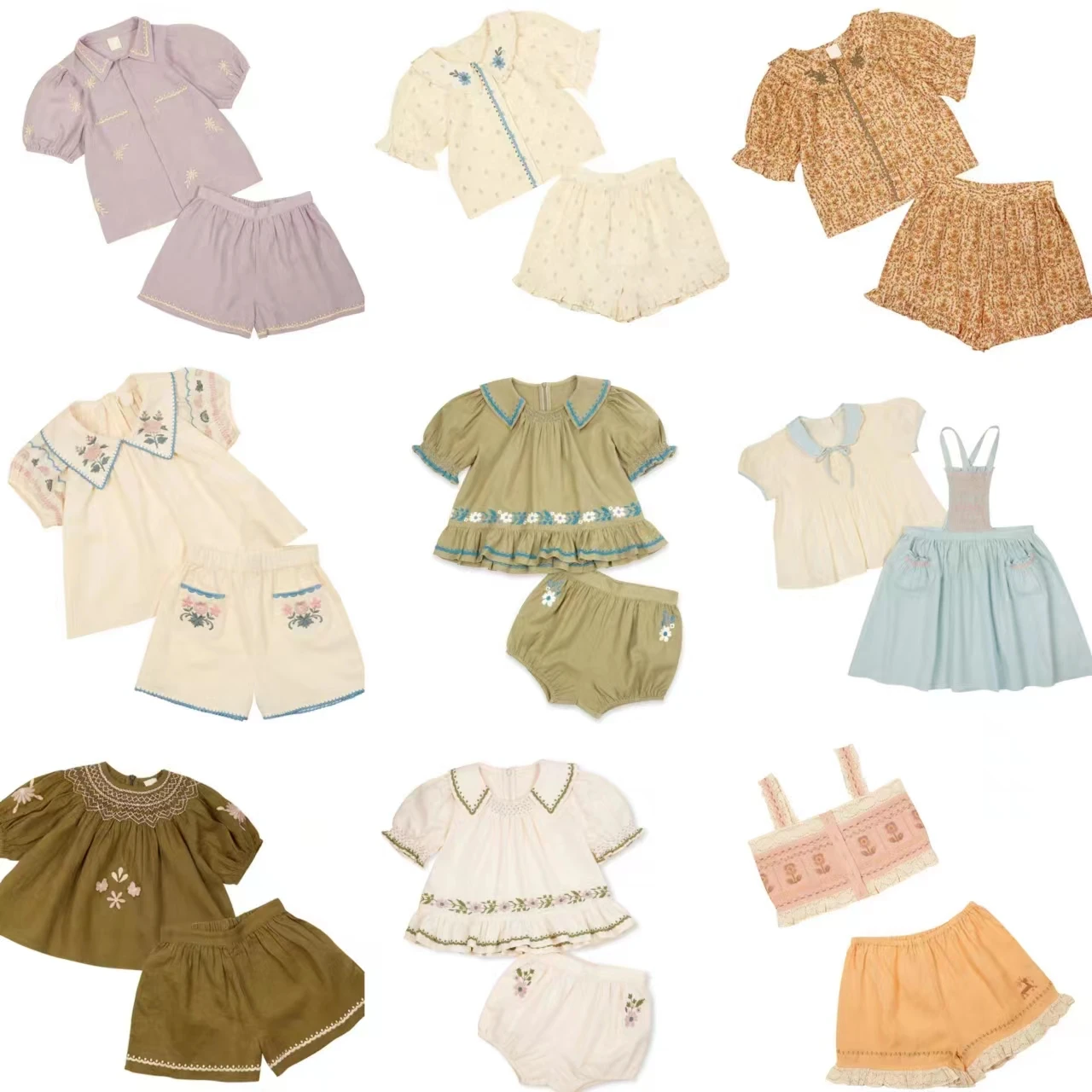 

Children's Suits 23 Summer Ap Series Girls' Suits Pastoral Style Tops Shorts for Girls Two-piece Set Girls Clothes 2 To 8 Years