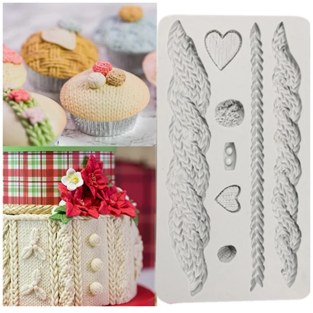 

Christmas Sweater Pattern Silicone Pastry Mold DIY Hemp Rope Fondant Chocolate Cake Decor Kitchen Baking Tool Pudding Resin Mold