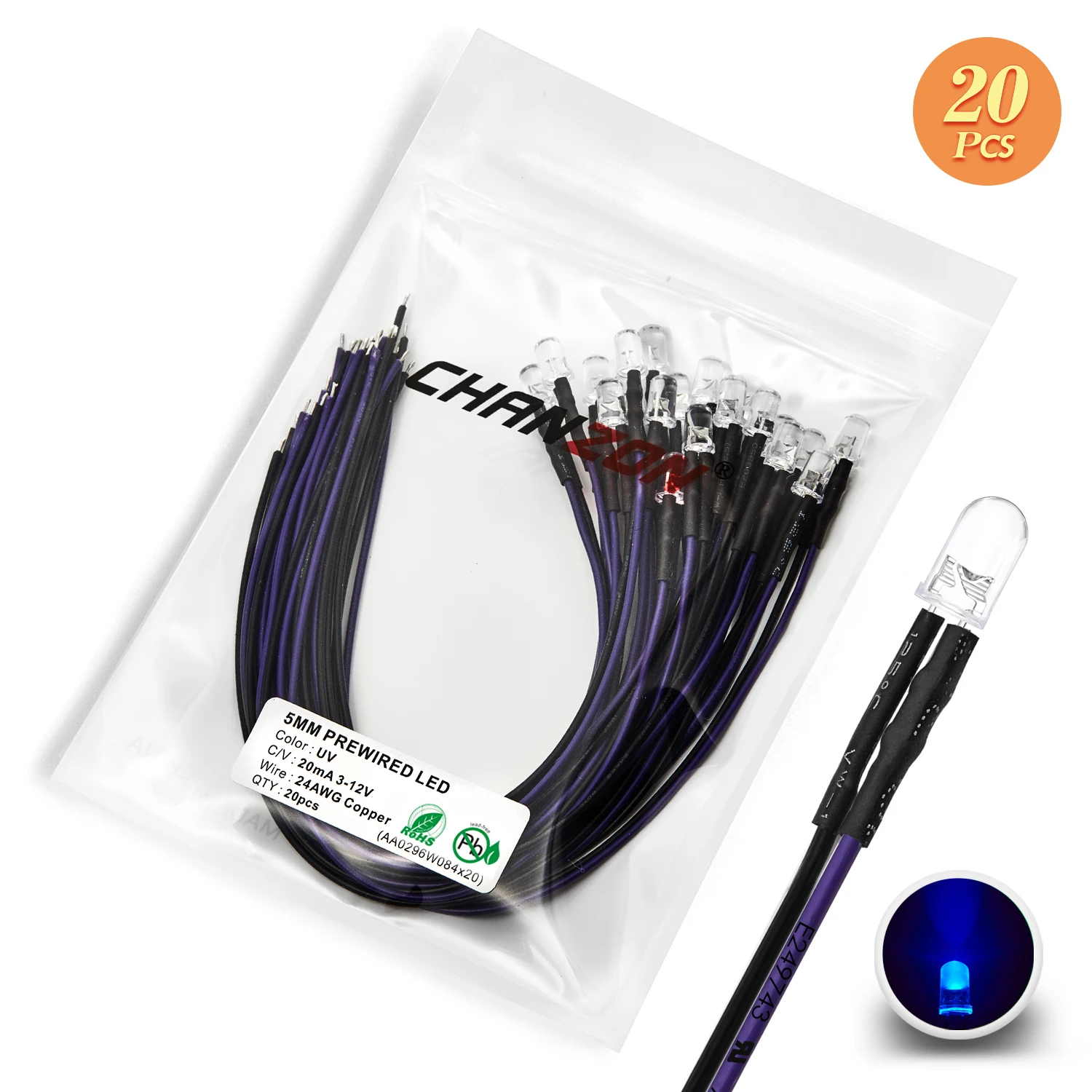 ตัวเลือกสินค้า ชุด LED หลากสี 5mm สำหรับติดตั้งไฟ