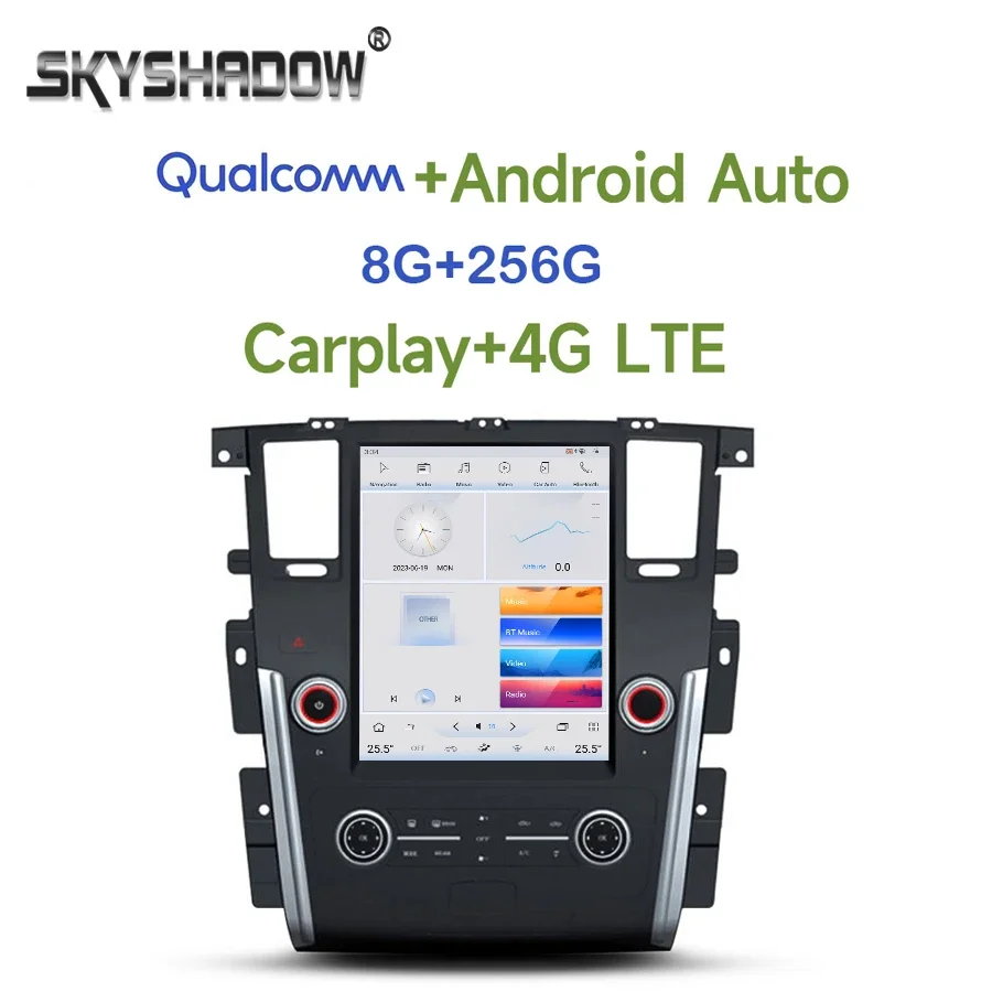 

Tesla Qualcomm Carplay Car DVD Player DSP 4G SIM Android 11.0 8G+256G GPS Radio wifi Bluetooth For Nissan Patrol 2013-2017 A/C
