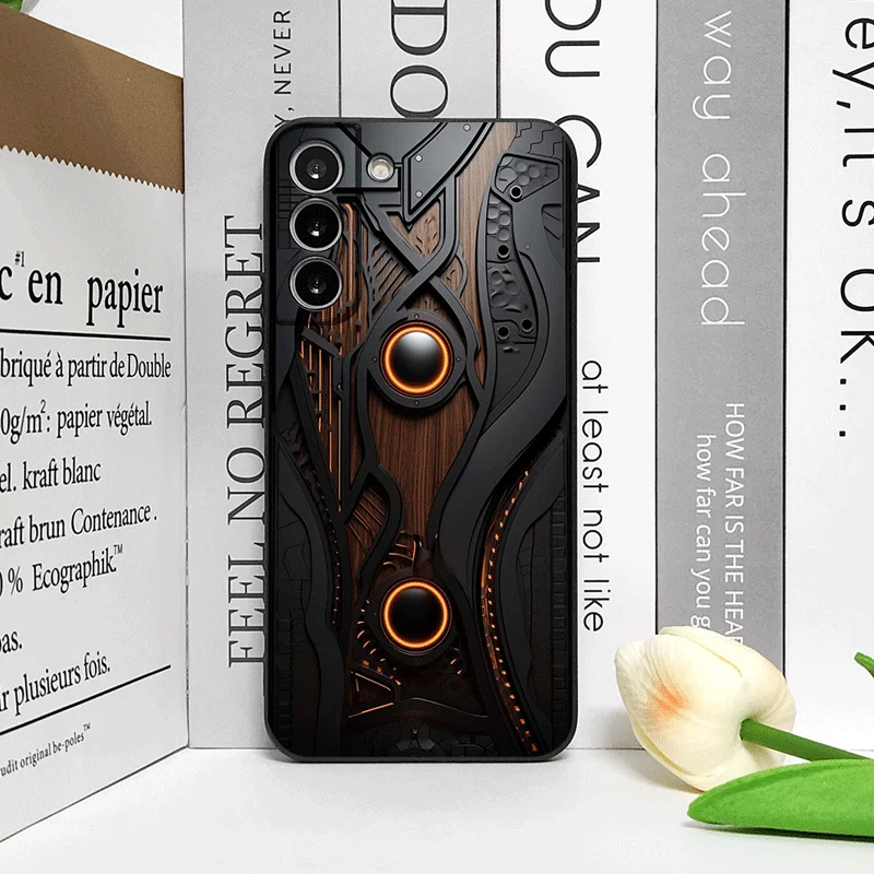 Artistic Mechanical Wood Texture Silicone Phone Case - Shockproof Soft Cover