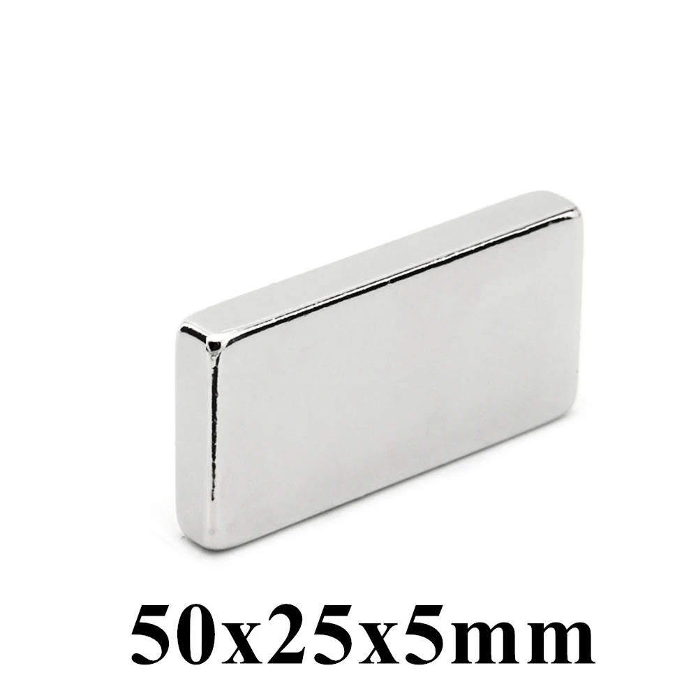 

1-10pcs 50x25x5mm Super Powerful Strong Rare Earth Block NdFeB Magnet Neodymium N35 Magnets 50x25x5 mm