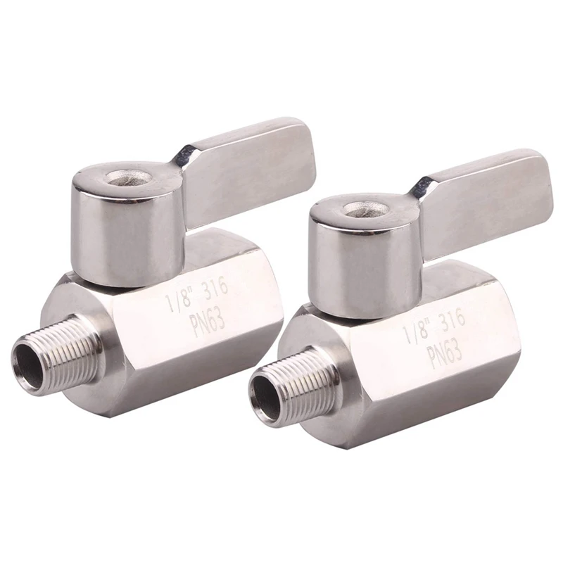 5 Pack 1/2" Stainless Steel mini ball valve 316 Male to Female NPT 