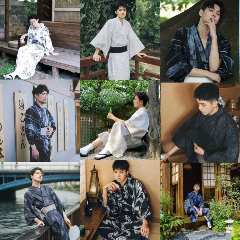 Kimono Abito Formale Da Uomo Kimono Da Uomo Giapponese Modificato Tradizionale Samurai Giapponese Kazumi Yukata Kimono