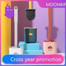 Cloud silicone toilet brush hole free cloud cleaning brush toilet soft rubber brush long handle brush Cleaning brush home tools