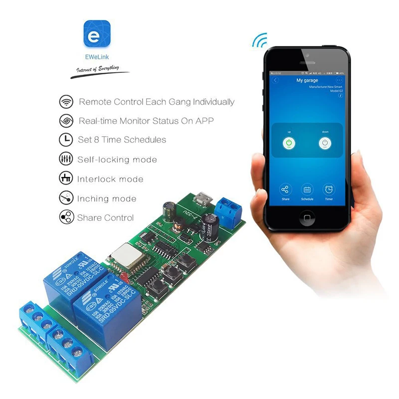 Ewelink-módulo de Relé Wifi Ewelink Canais 5v sem Fio Casa Inteligente Interruptor de Controle Remoto com rf 433mhz Alexa Google Home dc 732v - Image 2