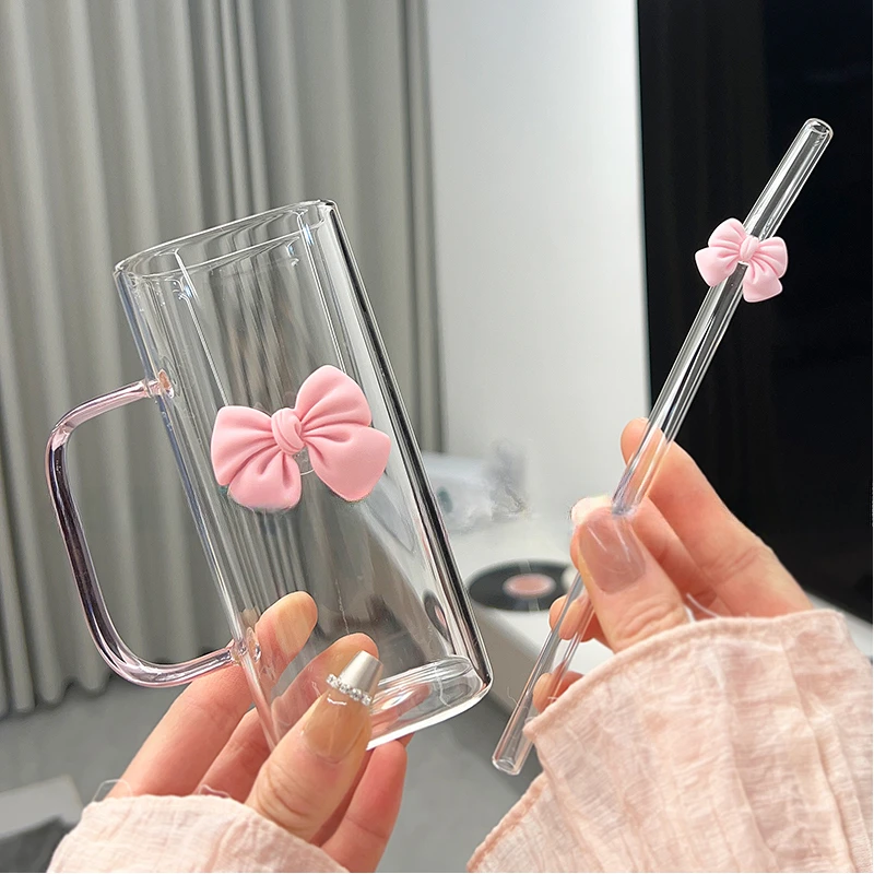 Iced Coffee Cup with Straw Cute Glass Mug for Summer Drinks Home Drinkware Tumbler Gift for Any Occasion Stylish Beverage