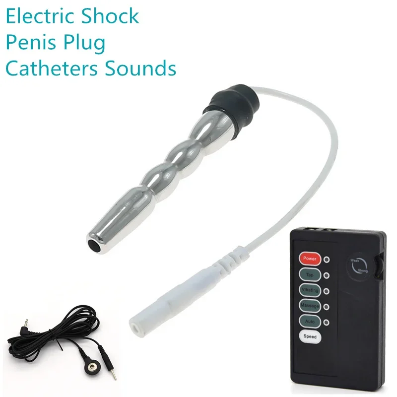 Electric Shock Catheter Sounding Medical Themed Stimulate Penis Plug Masturbation Sex Products Urethral Dilator Sex Toys For Men