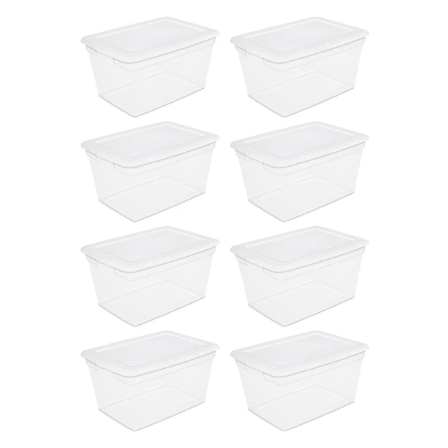 Sterilite 58 Qt. Clear Plastic Storage Box with White Lid 