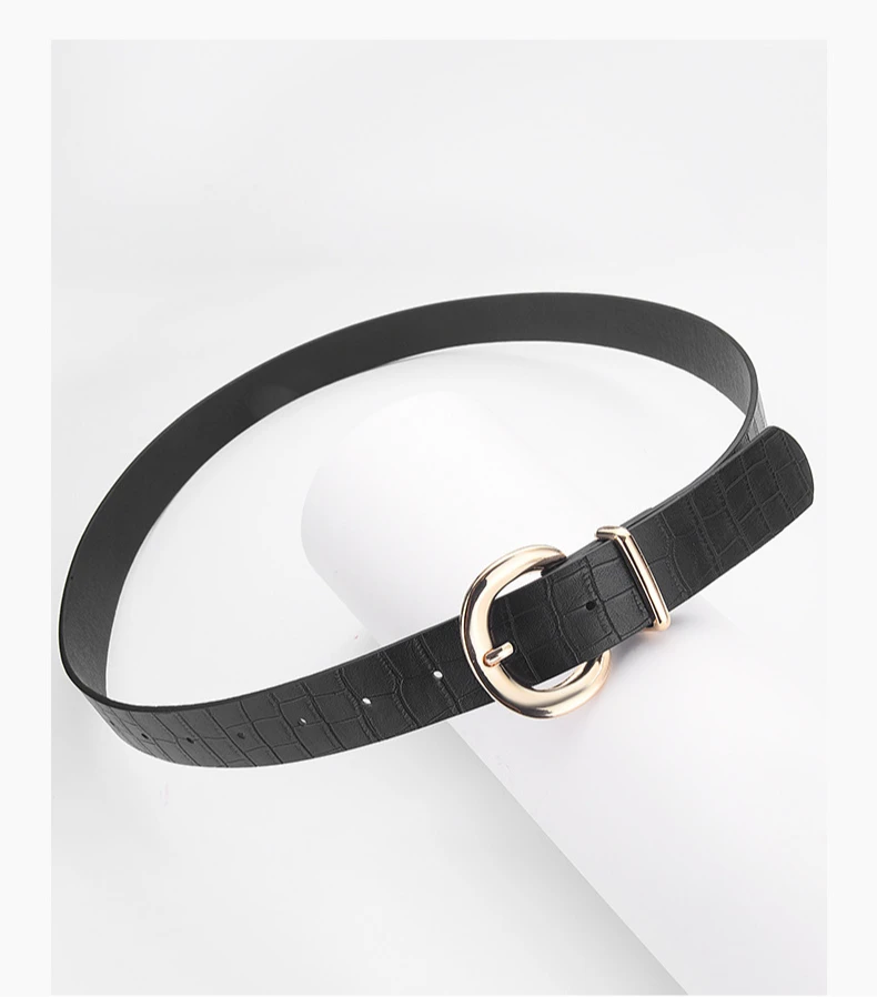 Fashionable Alligator Pattern Belts for Woman 105cm Durable PU Gold Color Buckle Belts Woman's Jeans Belts