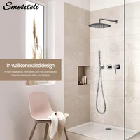 Gunmetal Shower Faucet  8-16'' Embed Box Wall Mounted ShowerHead Hot &Cold Shower Tap Handheld 2 Ways Ceiling Arm Shower Set 1