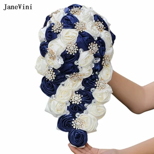 Новые темно-синие каскадные цветы jaevini, свадебные букеты «Водопад», искусственные атласные розы, свадебный букет для невесты