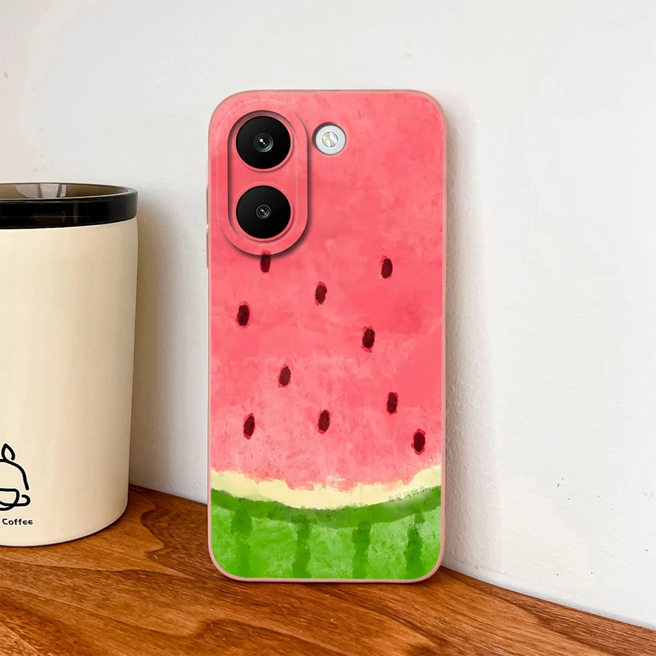 Creative Fruit Pattern Slim Silicone Phone Case with Lens Protection - Soft Back Cover