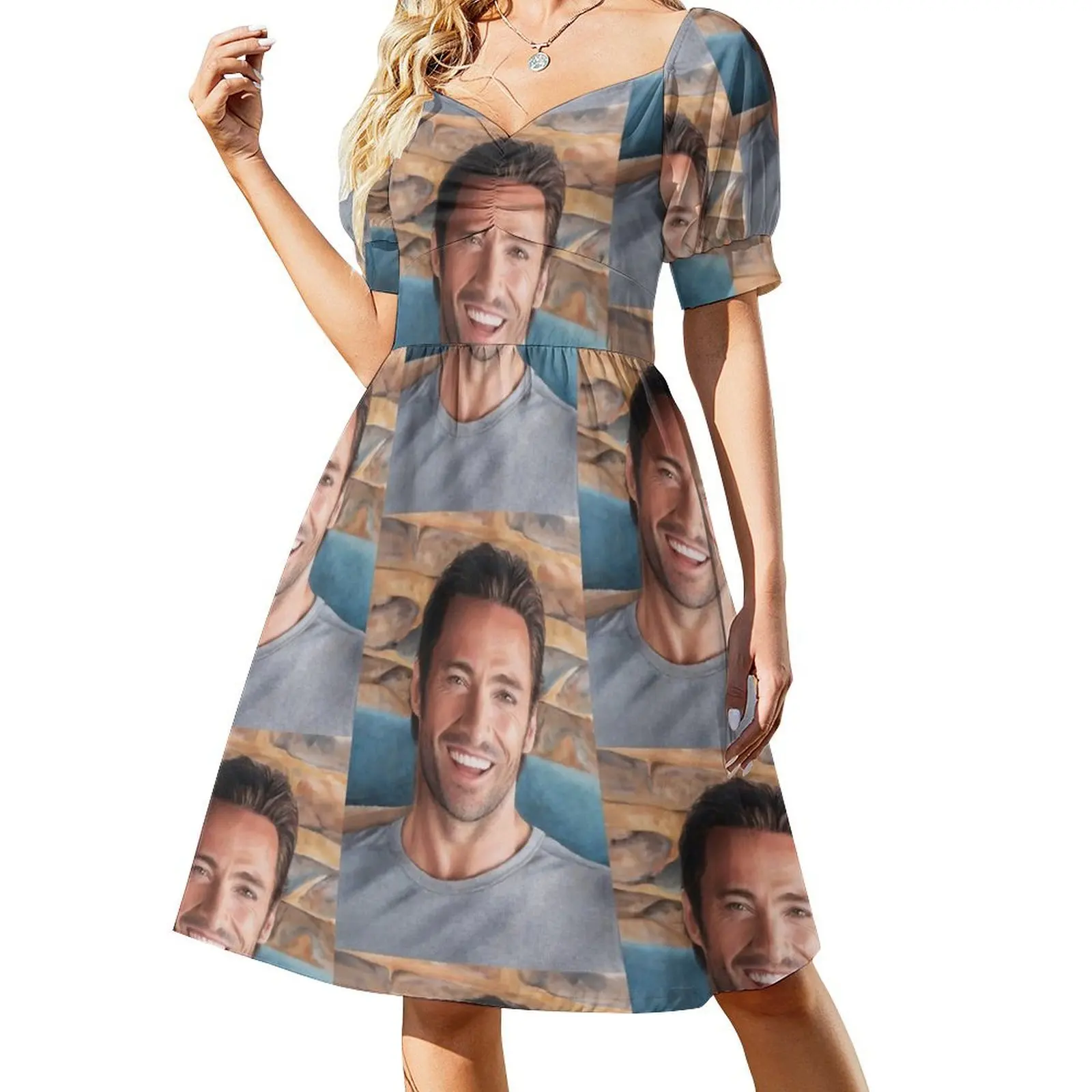 thumbnail image 1 of Vestido de manga corta de Hugh Jackman Art, vestido para mujer, vestidos de fiesta, ropa de mujer, novedades de verano, vestido de mujer, 1 of 7