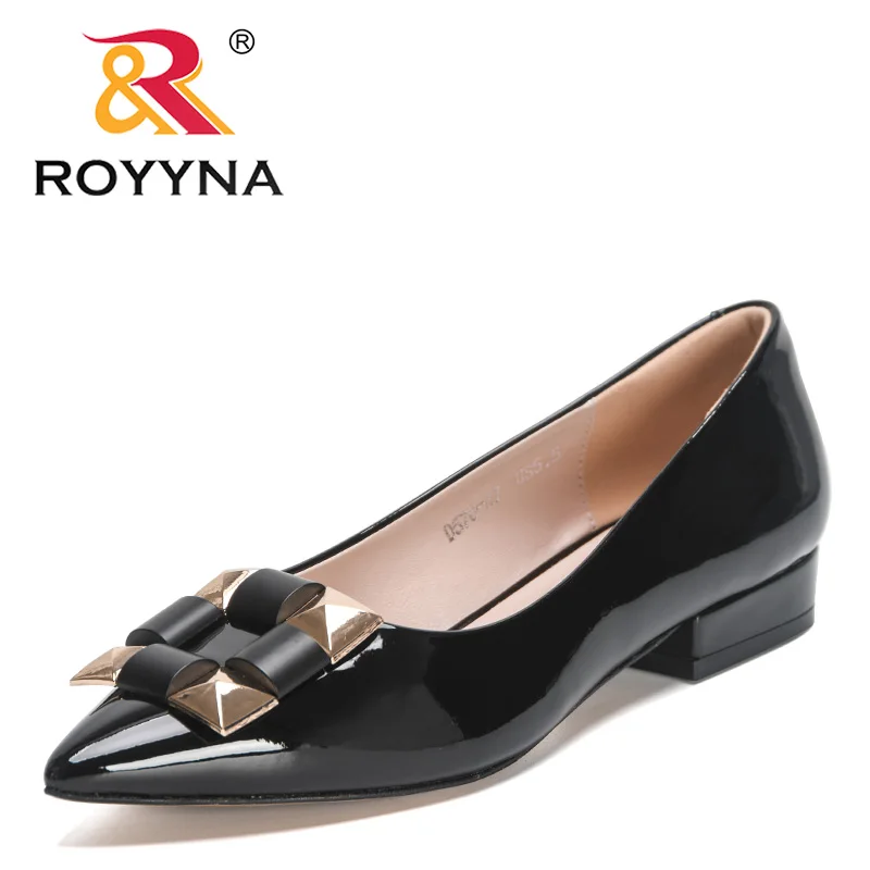 

ROYYNA 2023 New Designers Fashion Versatile patent leather Genuine High Heels Women Fashion Black Shoes Party Office Pumps Wedd