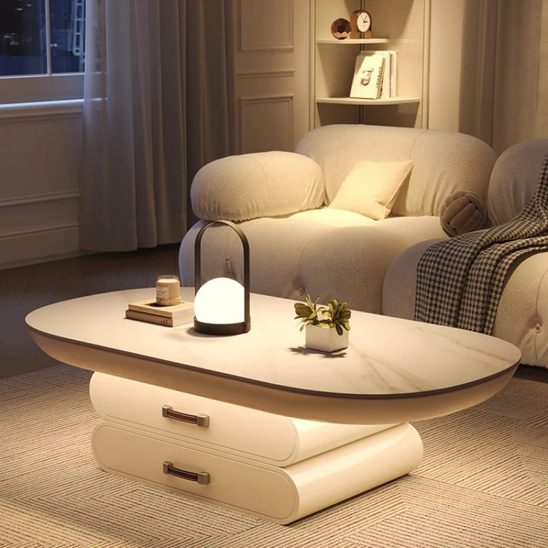 

Living Room Home Storage Light French Stone Plate Tea Table Combination mesa para balcon pequeño кофейный столик