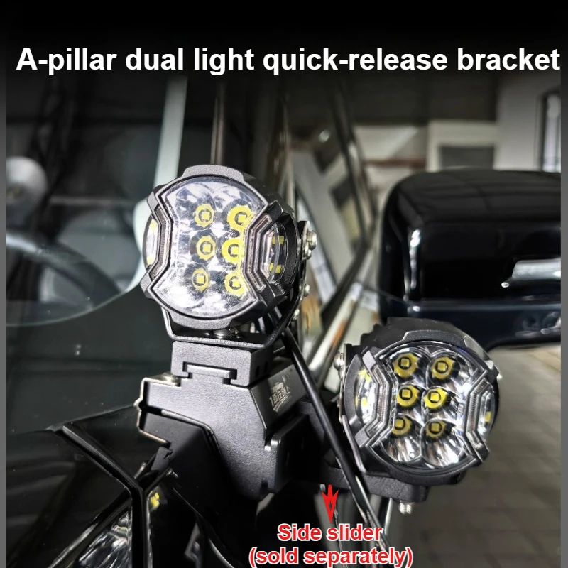 for Ford F-150 Raptor F150 2017-2020 A Pillar Spotlight Bracket Front Engine Hood Quick Release Dual Guide Rail Expansion Stand detail image 2