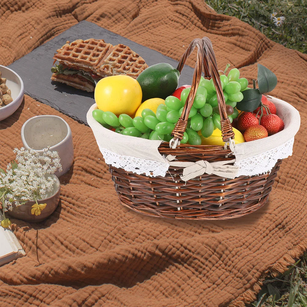 Handmade Grass Woven Egg Basket Picnic Vegetable Shop Wicker Baskets for Gifts Easter 2