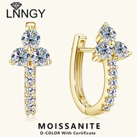 Lnngy Certified U-shaped Moissanite Hoop Earring Trendy 925 Sterling Silver Circle Earrings For Women Exquisite Jewelry Gift