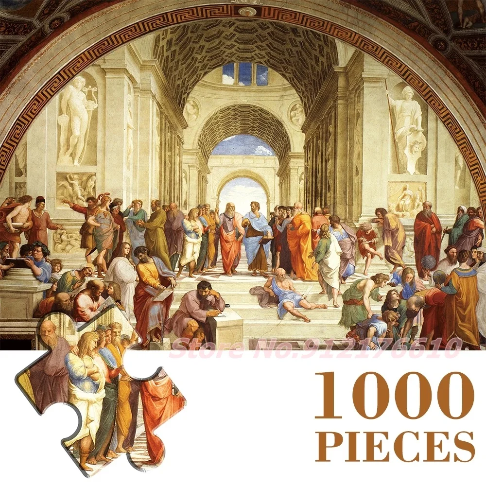 

Vintage Artwork 1000 Pieces Jigsaw Puzzles for Adults Raphael The School of Athens Wooden Puzzles Decompress Educational Toys