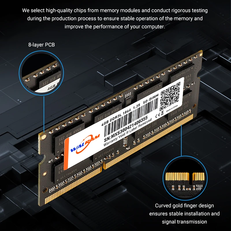 WALRAM оперативная память DDR3L для ноутбука, RAM SODIMM 1600MHz 1333MHz, 4GB 8GB — изображение 5