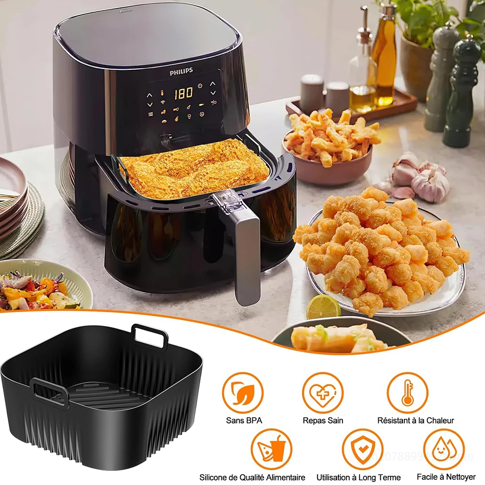 17cm Silicone Air Fryer Mould for Philips Airfryer Series 2000 4.2L NA229/00 4-5L Airfryer Compatibility Kitchen Accessories air fryer accessories,air fryer silicone tray,air fryer mold