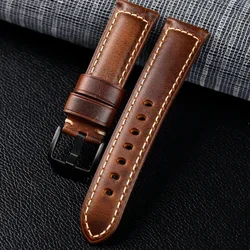 Premium Genuine Leather Quick Release Watch Band - Universally Stylish for 22mm (Light Brown-Black)