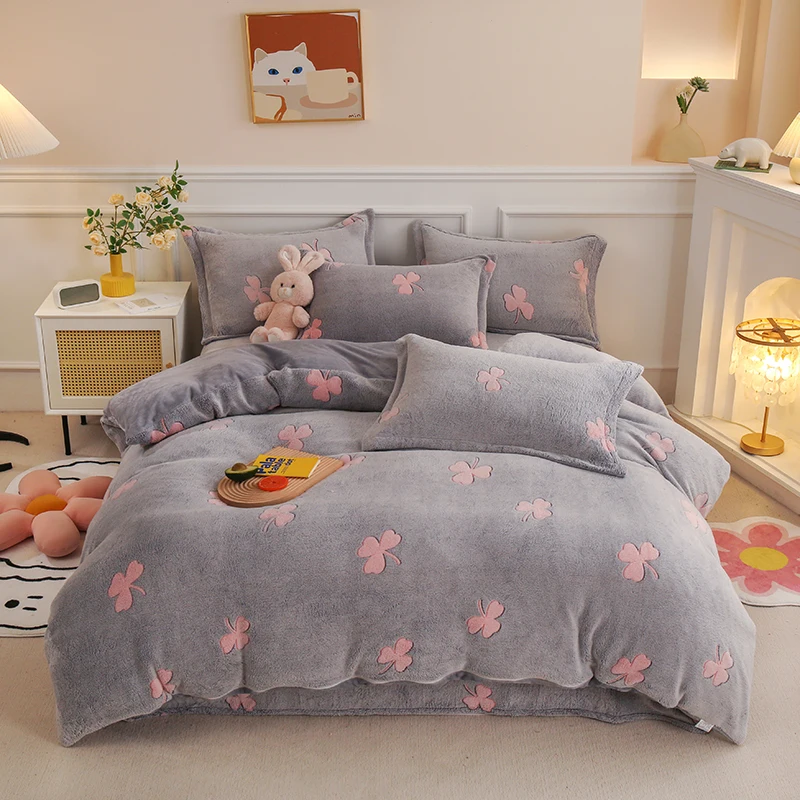 Plush Winter Fleece Duvet Cover - Ultra-Warm Double-Sided Velvet Quilt Cover