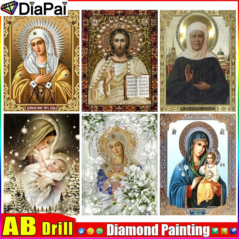 

Картина диаграмма AB 5d из страз, полноразмерная/круглая «религиозная женщина», семейная Алмазная вышивка, домашний декор