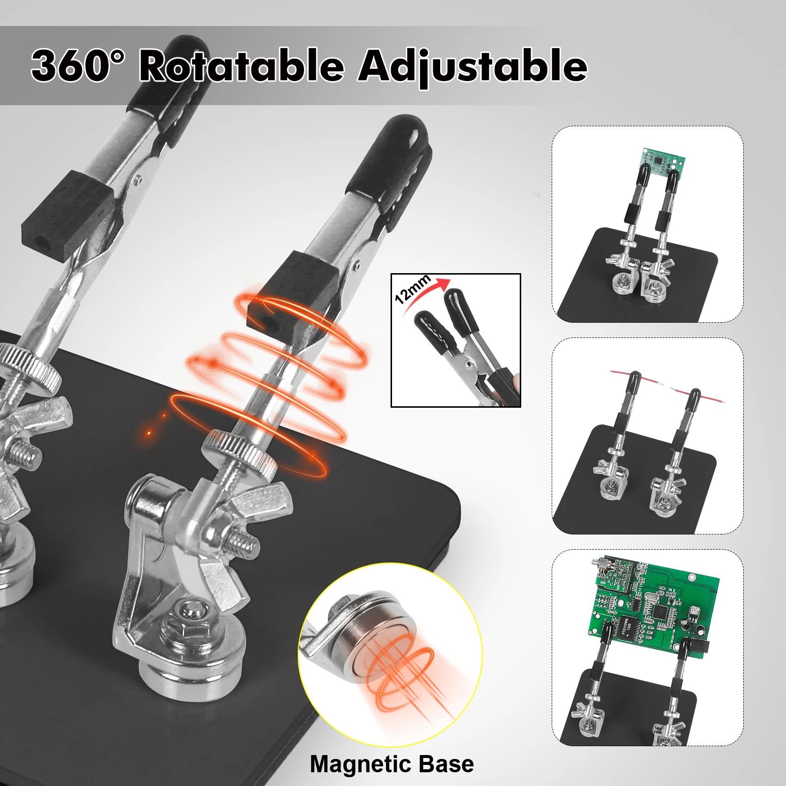 NEWACALOX Magnetic Helping Hands Soldering Clamp PCB Holder Solder Wire Clip Soldering Third Hand Tools for Electronics Repair