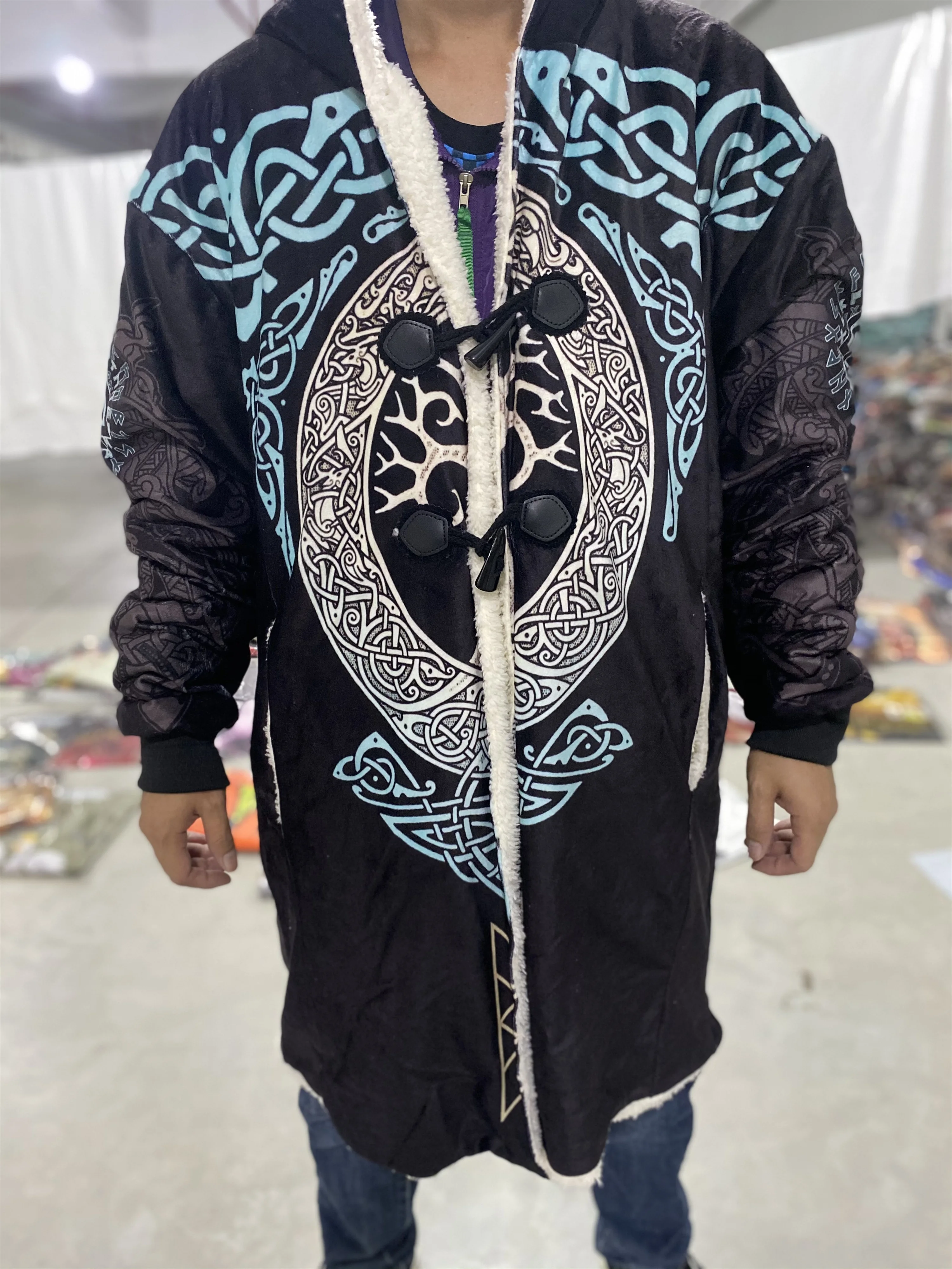 MCDV - DIY Accept Custom Design Drop Shipping and Wholesale 3D Printing Fleece Hooded Cloak Unisex Thick Warm Cape coat