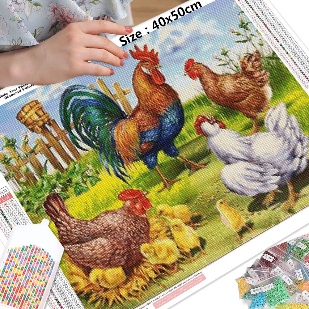 Zariocy Kit Diamond Painting 5D Fai Da Te – Quadro Animale (Pollo E Agriturismo) 30x40cm – Arte Del Mosaico Per Decorazione Casa - 3