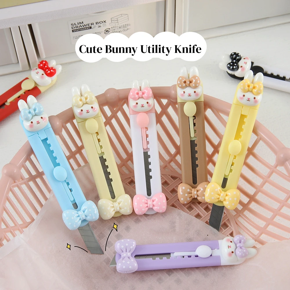버니 유틸리티 나이프 효율적인 귀여운 박스 커터 학생용 문구 나이프 사랑스러운 미니 종이 커터 사무실 핸드북 종이용