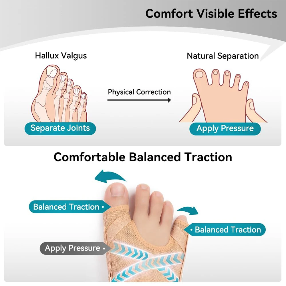 Fabric Bunion Corrector Toe Separator Adjustable Hallux Valgus Sleeve Spacer Toe Corrector Bunion Socks Running Foot Care A Pair