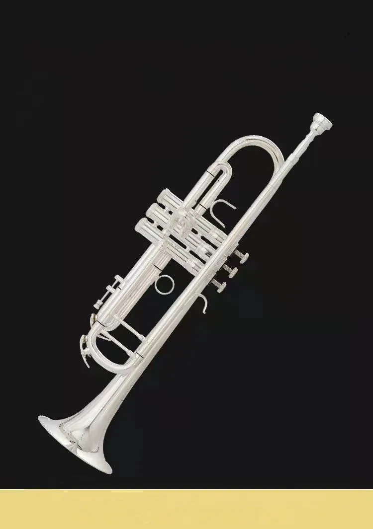 quality 8335 Bb Trumpet B Flat Brass Silver Plated Professional Trumpet Musical Instruments with Leather Case