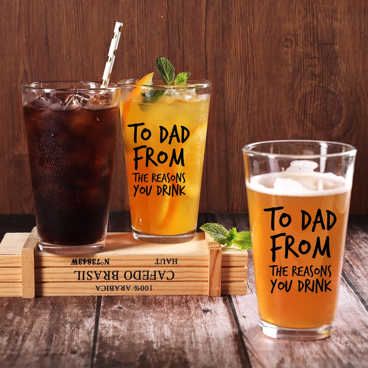 Dad's Favorite Glass Beer Mug-Reusable, Thick-Bottomed for Draft Beer, Juice & Milk-Perfect Father's Day Gift,