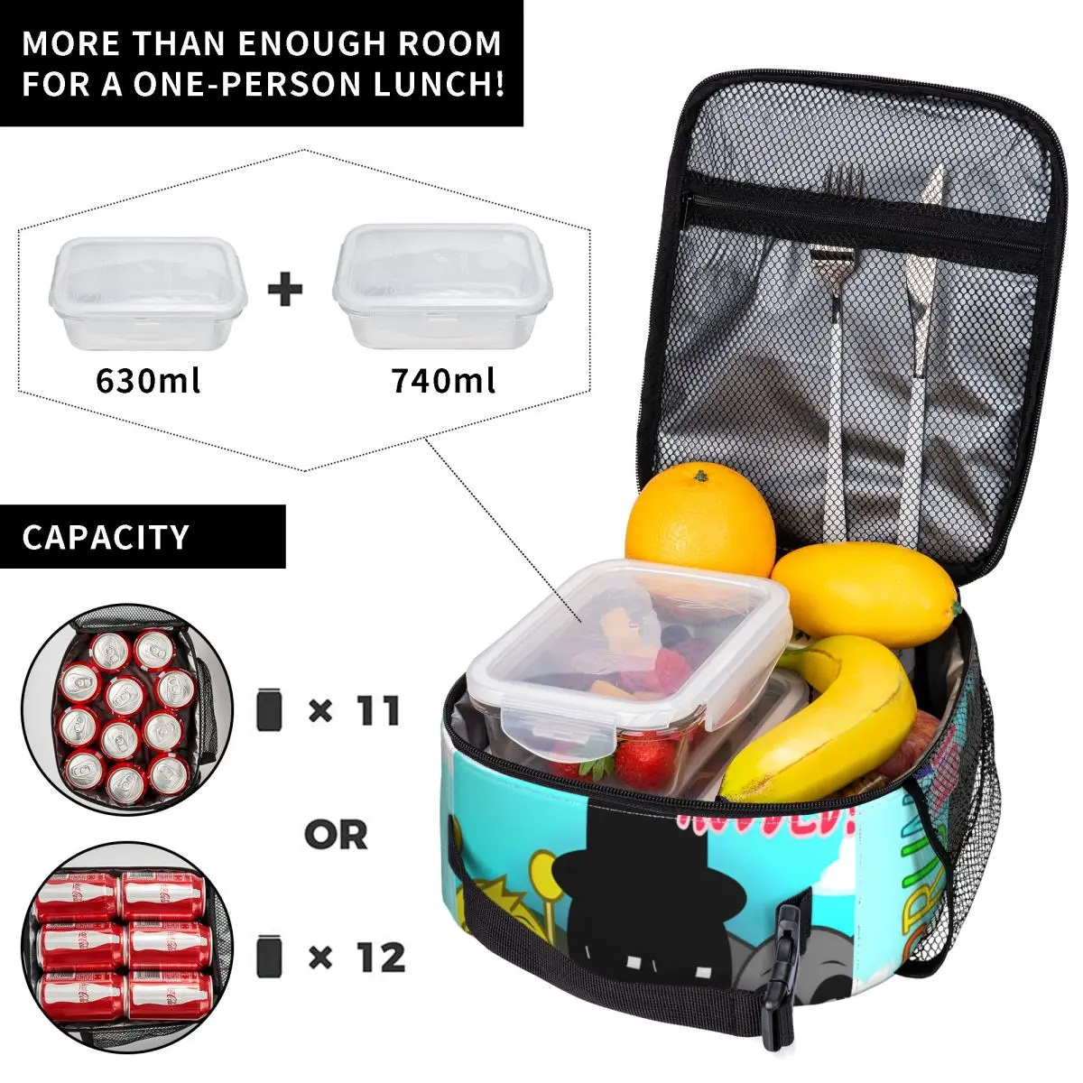 Sprunki Incredibox Sprunki Thermal Insulated Lunch Bags for Work Portable Food Bag Container Cooler Thermal Lunch Boxes
