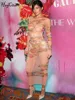 Hugcitar Mesh Floral Print Long Sleeve Sexy See Through Slim Maxi Dress Summer Women Fashion Y2K Beach Vacation Rave Outfit 3