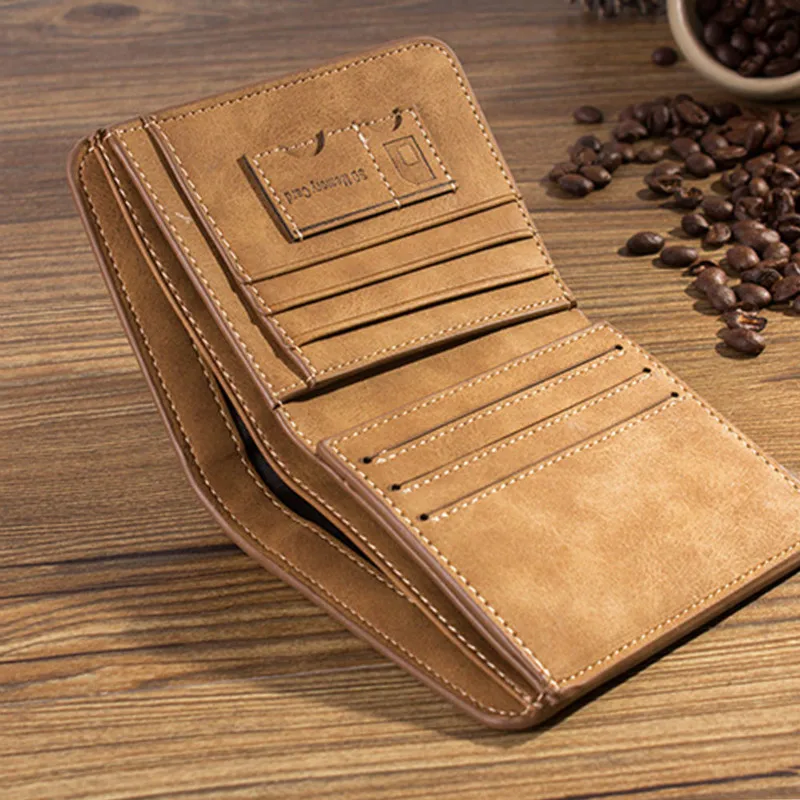 Men's Wallet Leather Billfold Slim Hipster Cowhide Credit Card/ID Holders Inserts Coin Purses Luxury Business Foldable Wallet 1