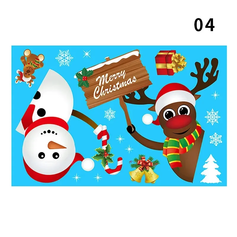 Removable Christmas Static Sticker Santa Elk Window Stickers Beautify Snowflake Wall Decals New Year Party Glass Paste