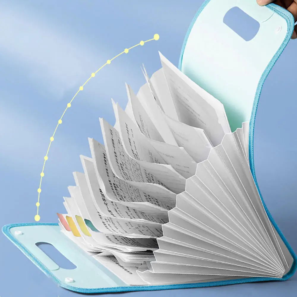 Vertical Hand-held Organ Bag A4 Paper File Folder Large Capacity Multi-layer Expanding Folder Student Data Sorting Storage Bag