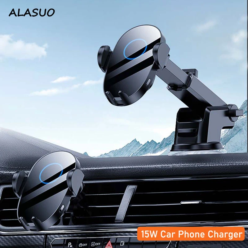 cargador inalambrico de 15W soporte para teléfono coche Sensor de inducción Qi soporte de carga rapida para Samsung Huawei iPhone 13 12 11 Pro Max 8 universal cargador de inalámbricos| - AliExpress