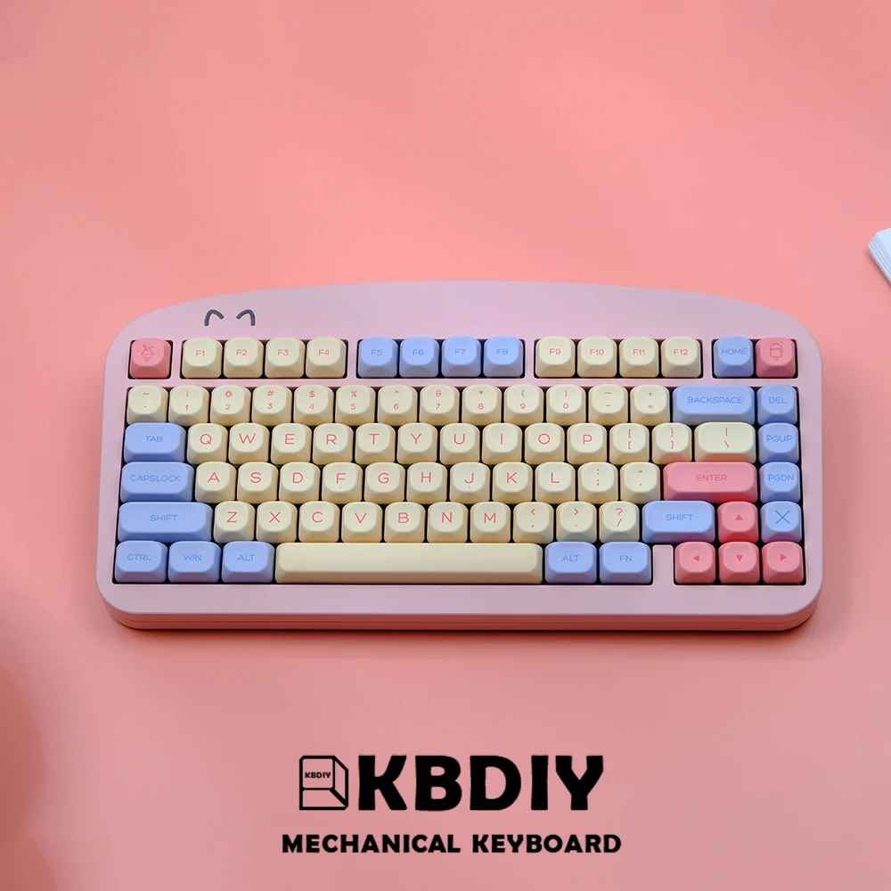 KBDiy 141 Keys/Set PBT Marshmallow Keycap Cute Korean Russian Japanese Keycap for Mechanical Keyboard MAC Key Caps KOA Profile